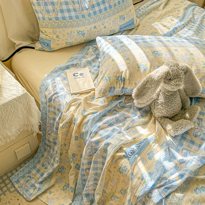 91家纺网 家纺一手货源 找家纺 （总）花伞家居 2025新款印花双层纱单床单床笠（提供买家秀）