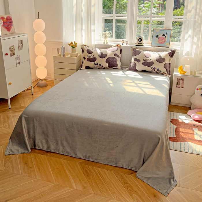 91家纺网 家纺一手货源 找家纺 韩巢家纺 2025新款高克重雪花绒牛奶绒四件套 奶油小猫