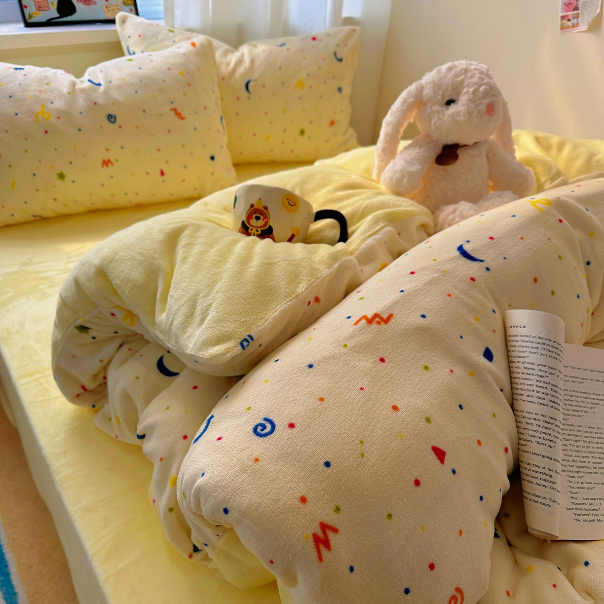 91家纺网 家纺一手货源 找家纺 繁花家居 2025新款小清新180克跑量款牛奶绒三件套四件套 浪漫星河