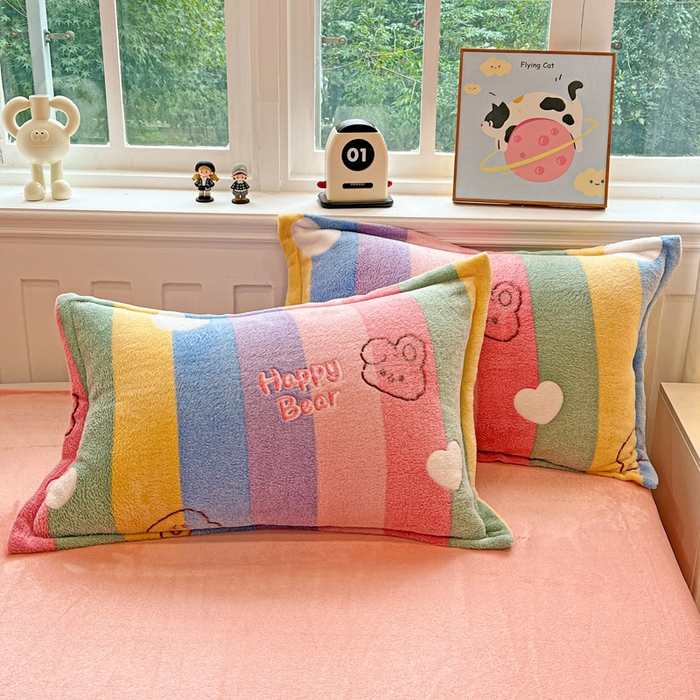 91家纺网 家纺一手货源 找家纺 韩巢家纺 2025新款高克重雪花绒牛奶绒四件套 七彩