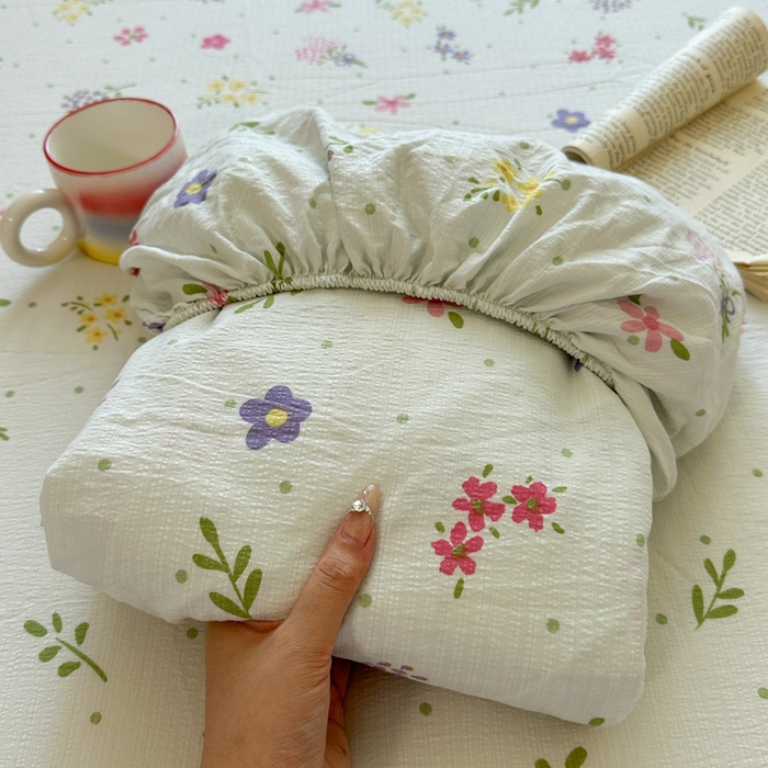 91家纺网 家纺一手货源 找家纺 （总）花伞家居 2025新款印花双层纱单床单床笠（提供买家秀）