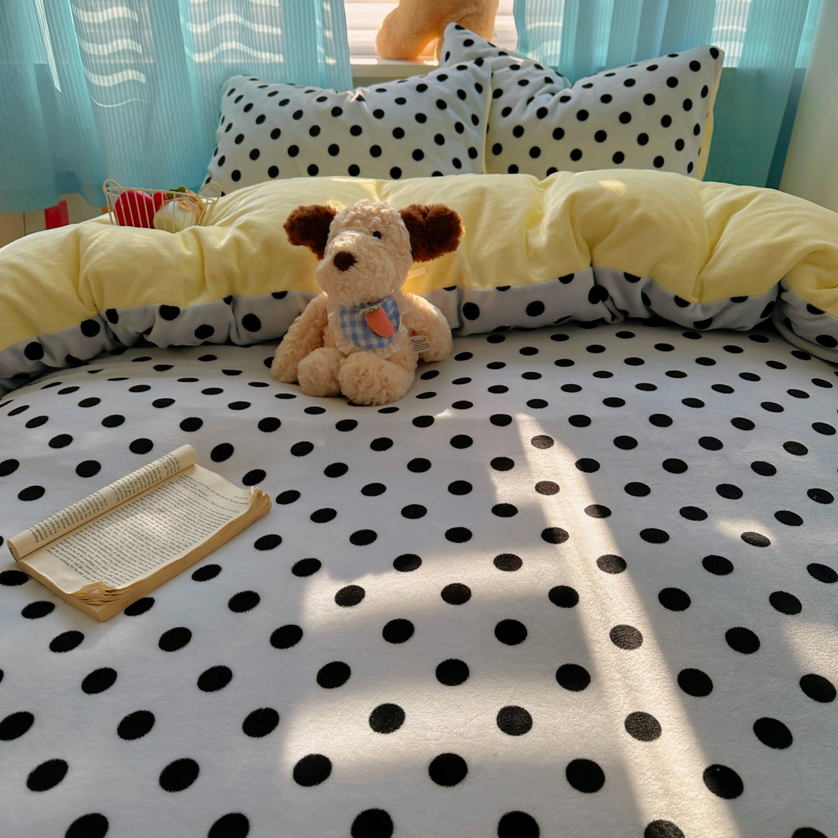 91家纺网 家纺一手货源 找家纺 繁花家居 2025新款小清新180克跑量款牛奶绒三件套四件套 奶茶珍珠蓝