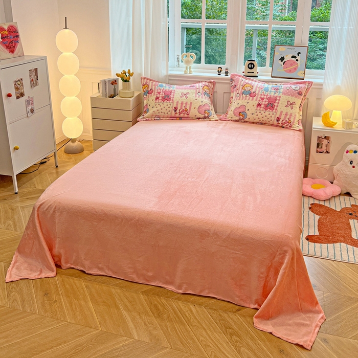 91家纺网 家纺一手货源 找家纺 韩巢家纺 2025新款高克重雪花绒牛奶绒四件套 天使女孩