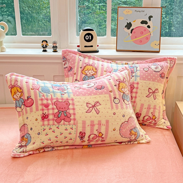 91家纺网 家纺一手货源 找家纺 韩巢家纺 2025新款高克重雪花绒牛奶绒四件套 天使女孩