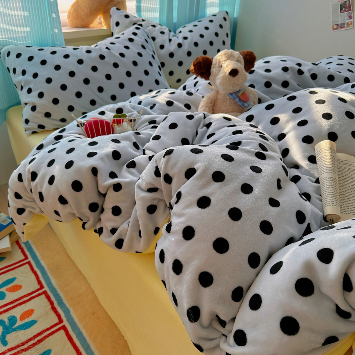 91家纺网 家纺一手货源 找家纺 繁花家居 2025新款小清新180克跑量款牛奶绒三件套四件套 奶茶珍珠蓝