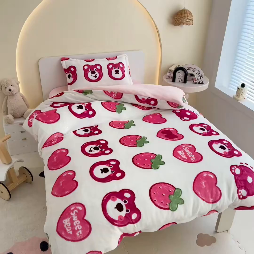 91家纺网 家纺一手货源 找家纺 （总）梵赫 2025新款加厚牛奶绒被套被芯幼儿园被子系列