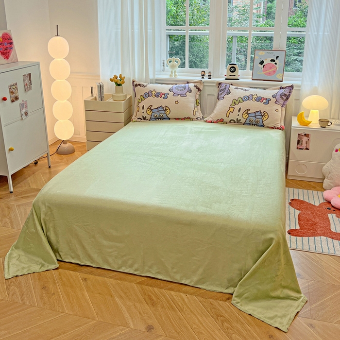 91家纺网 家纺一手货源 找家纺 韩巢家纺 2025新款高克重雪花绒牛奶绒四件套 小怪兽