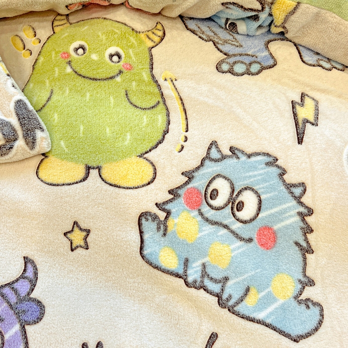 91家纺网 家纺一手货源 找家纺 韩巢家纺 2025新款高克重雪花绒牛奶绒四件套 小怪兽