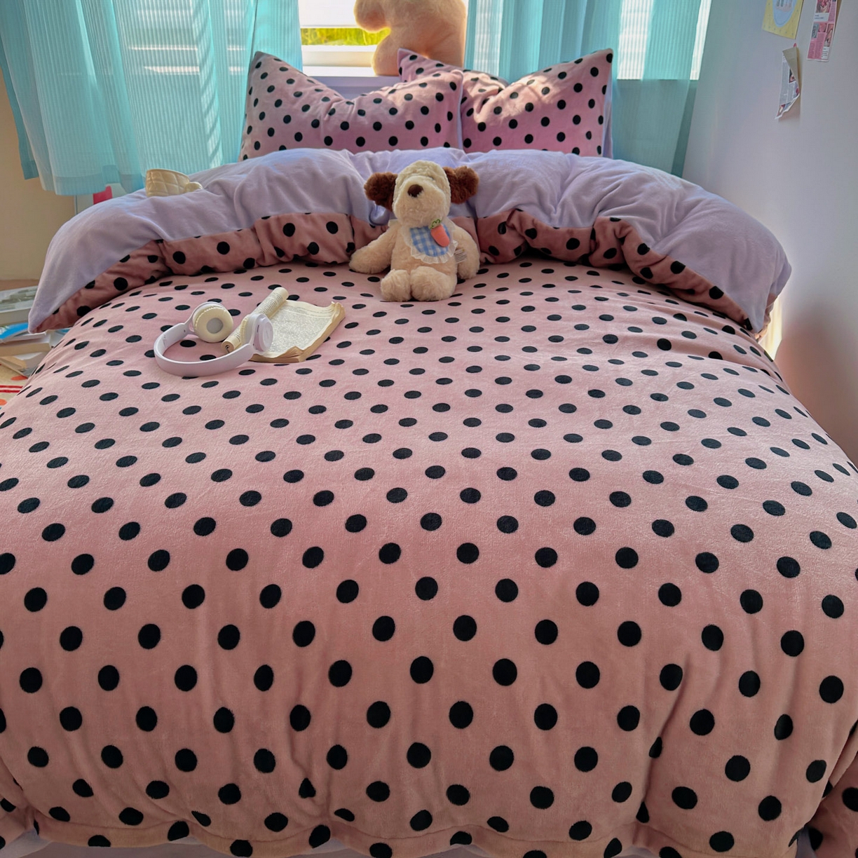 91家纺网 家纺一手货源 找家纺 繁花家居 2025新款小清新180克跑量款牛奶绒三件套四件套 奶茶珍珠紫