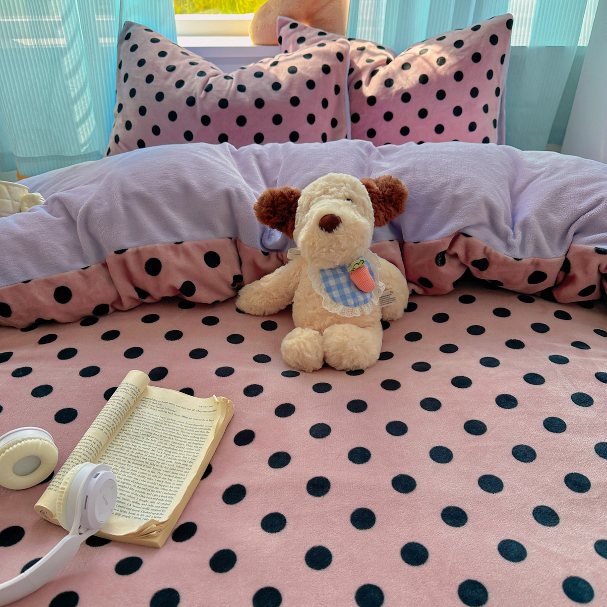 91家纺网 家纺一手货源 找家纺 繁花家居 2025新款小清新180克跑量款牛奶绒三件套四件套 奶茶珍珠紫