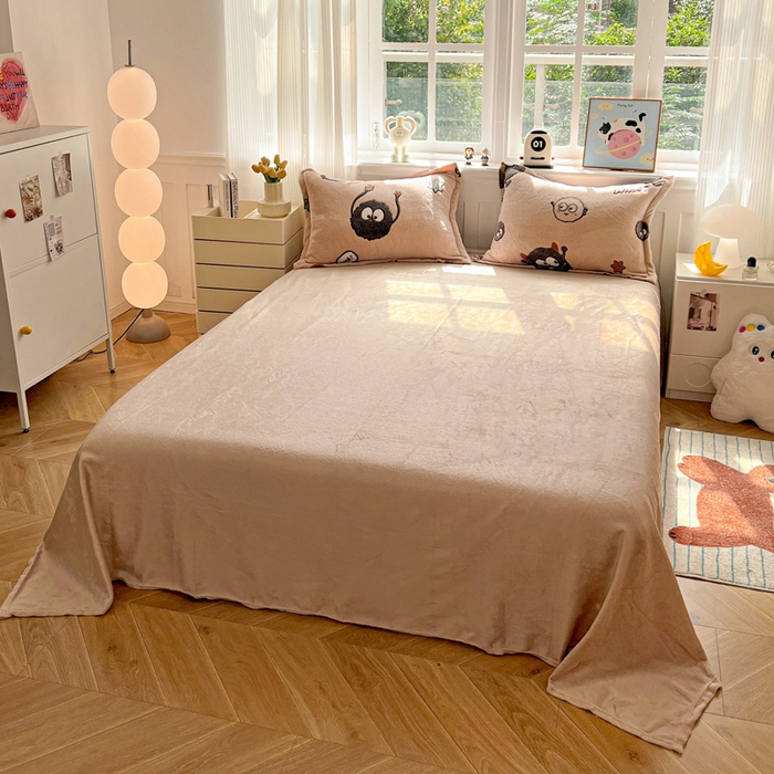 91家纺网 家纺一手货源 找家纺 韩巢家纺 2025新款高克重雪花绒牛奶绒四件套 小煤球