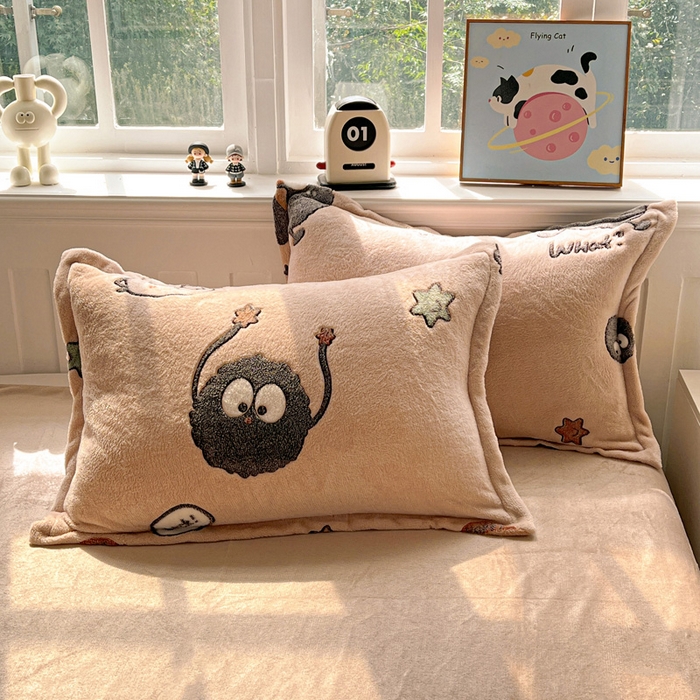 91家纺网 家纺一手货源 找家纺 韩巢家纺 2025新款高克重雪花绒牛奶绒四件套 小煤球