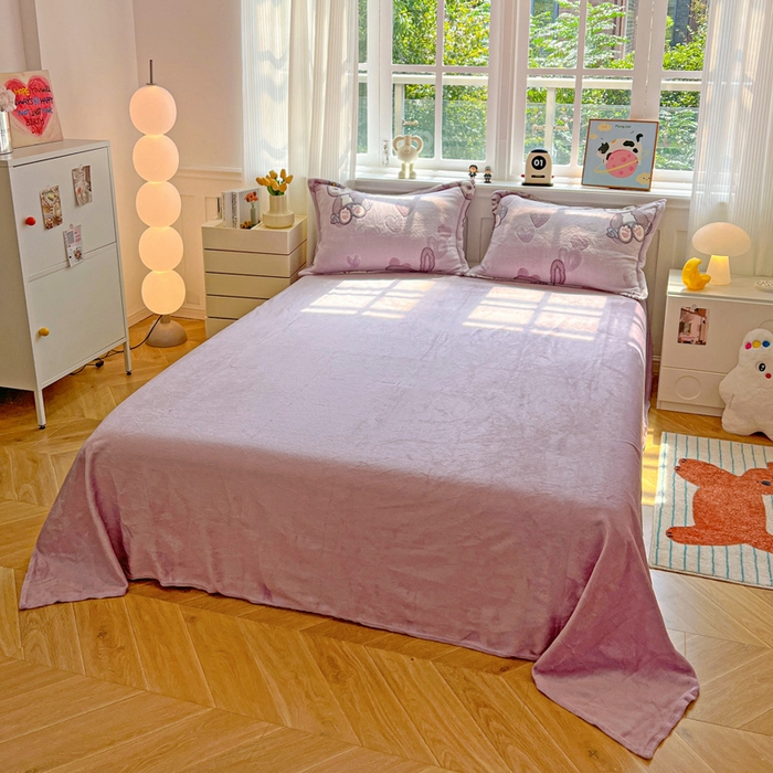 91家纺网 家纺一手货源 找家纺 韩巢家纺 2025新款高克重雪花绒牛奶绒四件套 幸运兔