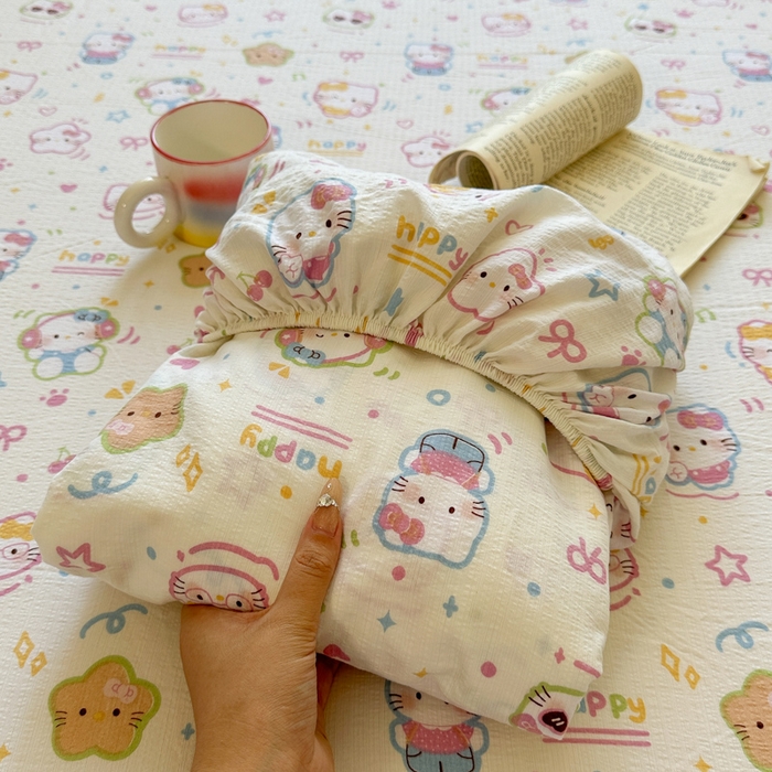 91家纺网 家纺一手货源 找家纺 （总）花伞家居 2025新款印花双层纱单床单床笠（提供买家秀）