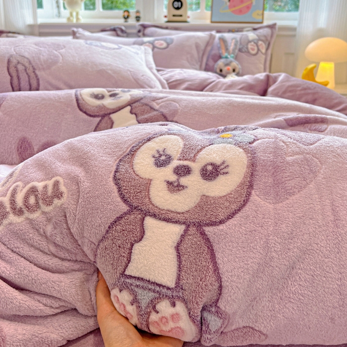 91家纺网 家纺一手货源 找家纺 韩巢家纺 2025新款高克重雪花绒牛奶绒四件套 幸运兔