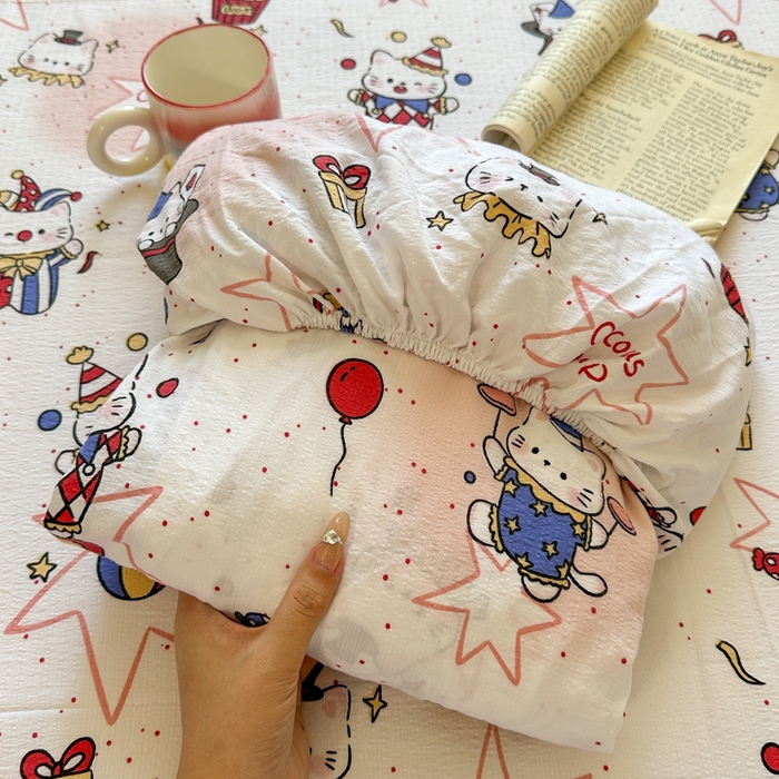 91家纺网 家纺一手货源 找家纺 （总）花伞家居 2025新款印花双层纱单床单床笠（提供买家秀）