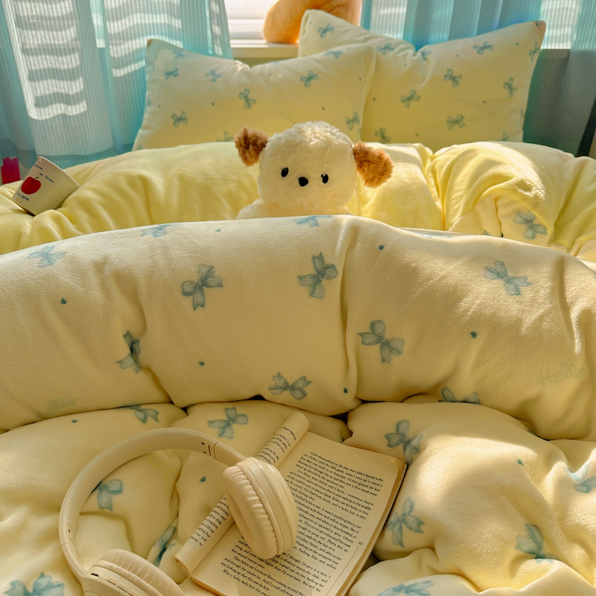 91家纺网 家纺一手货源 找家纺 繁花家居 2025新款小清新180克跑量款牛奶绒三件套四件套 奶黄少女结