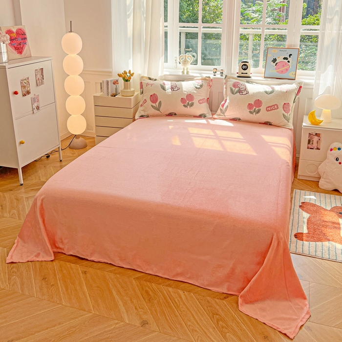 91家纺网 家纺一手货源 找家纺 韩巢家纺 2025新款高克重雪花绒牛奶绒四件套 郁金香