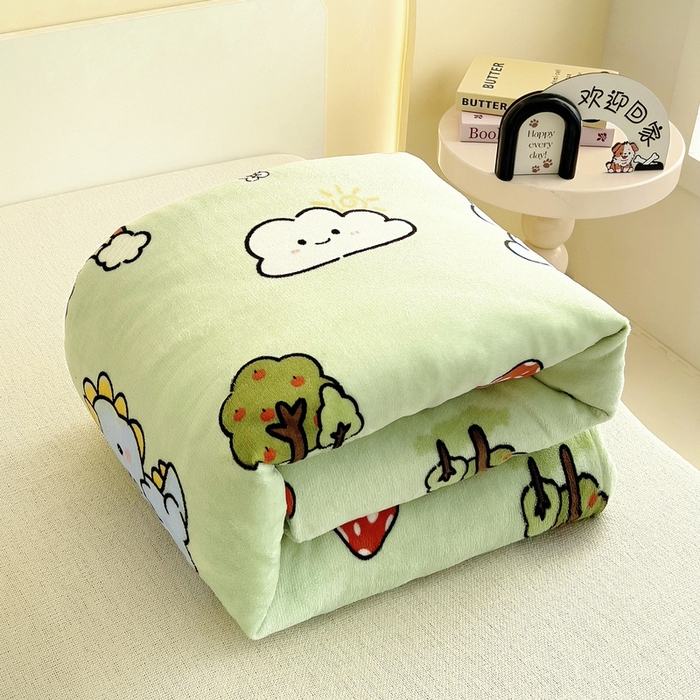 91家纺网 家纺一手货源 找家纺 梵赫 2025新款加厚牛奶绒被套被芯幼儿园被子系列 恐龙集结