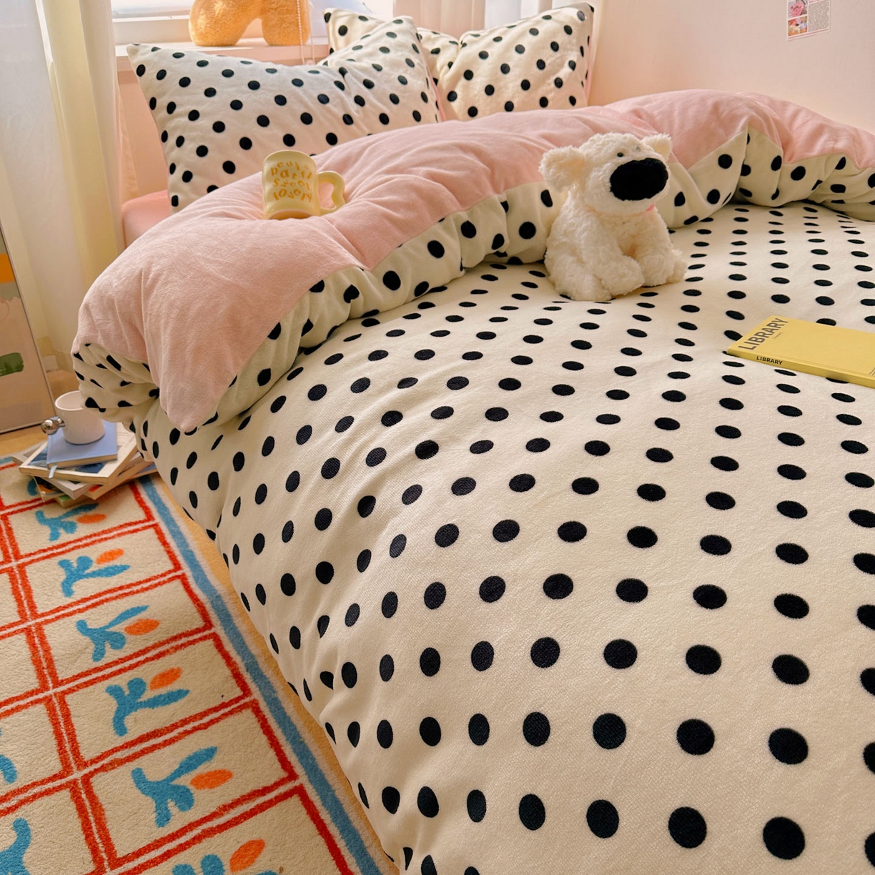 91家纺网 家纺一手货源 找家纺 繁花家居 2025新款小清新180克跑量款牛奶绒三件套四件套 少女珍珠茶