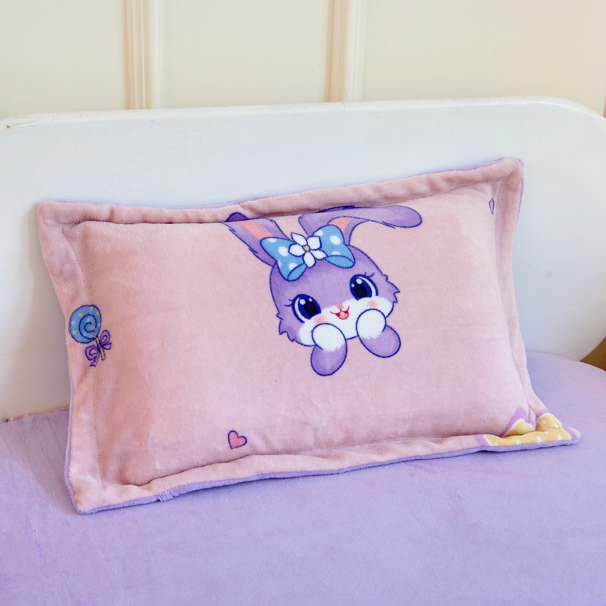 91家纺网 家纺一手货源 找家纺 梵赫 2025新款加厚牛奶绒被套被芯幼儿园被子系列 大耳朵兔兔