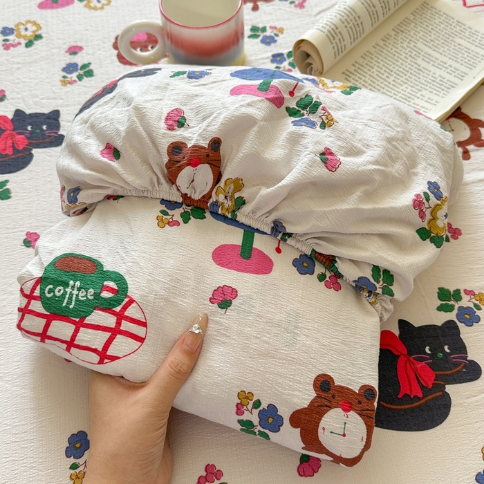 91家纺网 家纺一手货源 找家纺 （总）花伞家居 2025新款印花双层纱单床单床笠（提供买家秀）