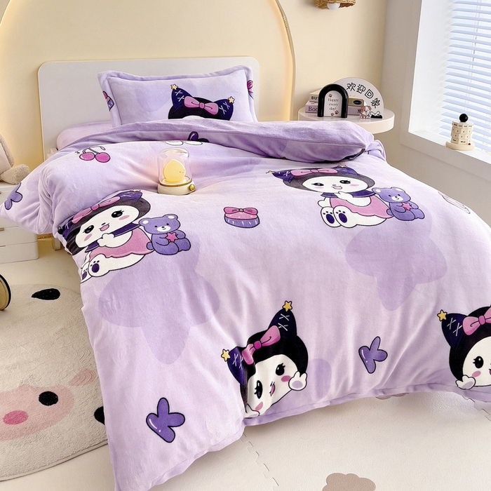 91家纺网 家纺一手货源 找家纺 梵赫 2025新款加厚牛奶绒被套被芯幼儿园被子系列 库洛猫