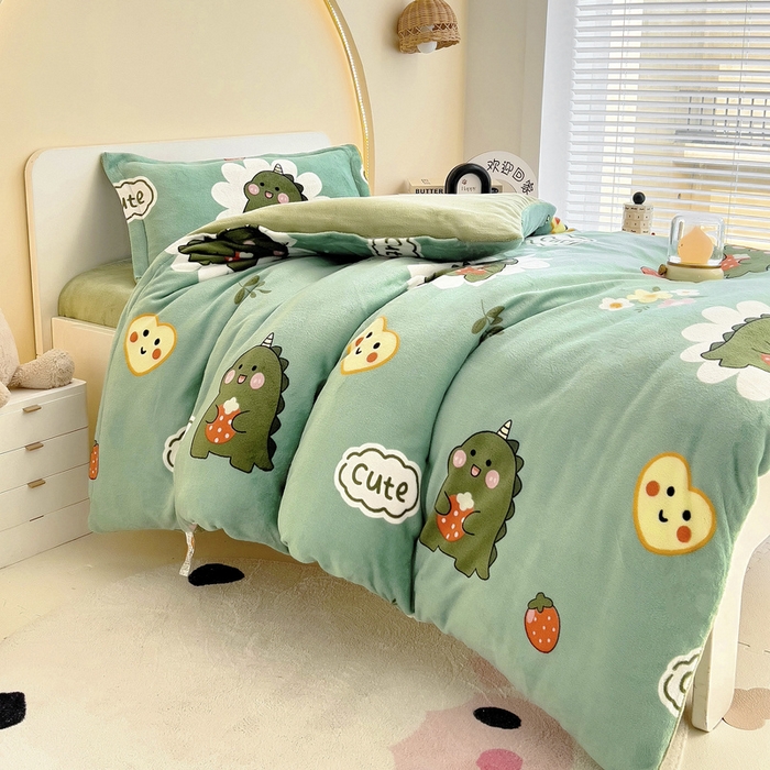 91家纺网 家纺一手货源 找家纺 梵赫 2025新款加厚牛奶绒被套被芯幼儿园被子系列 睡梦龙