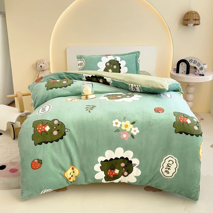 91家纺网 家纺一手货源 找家纺 梵赫 2025新款加厚牛奶绒被套被芯幼儿园被子系列 睡梦龙