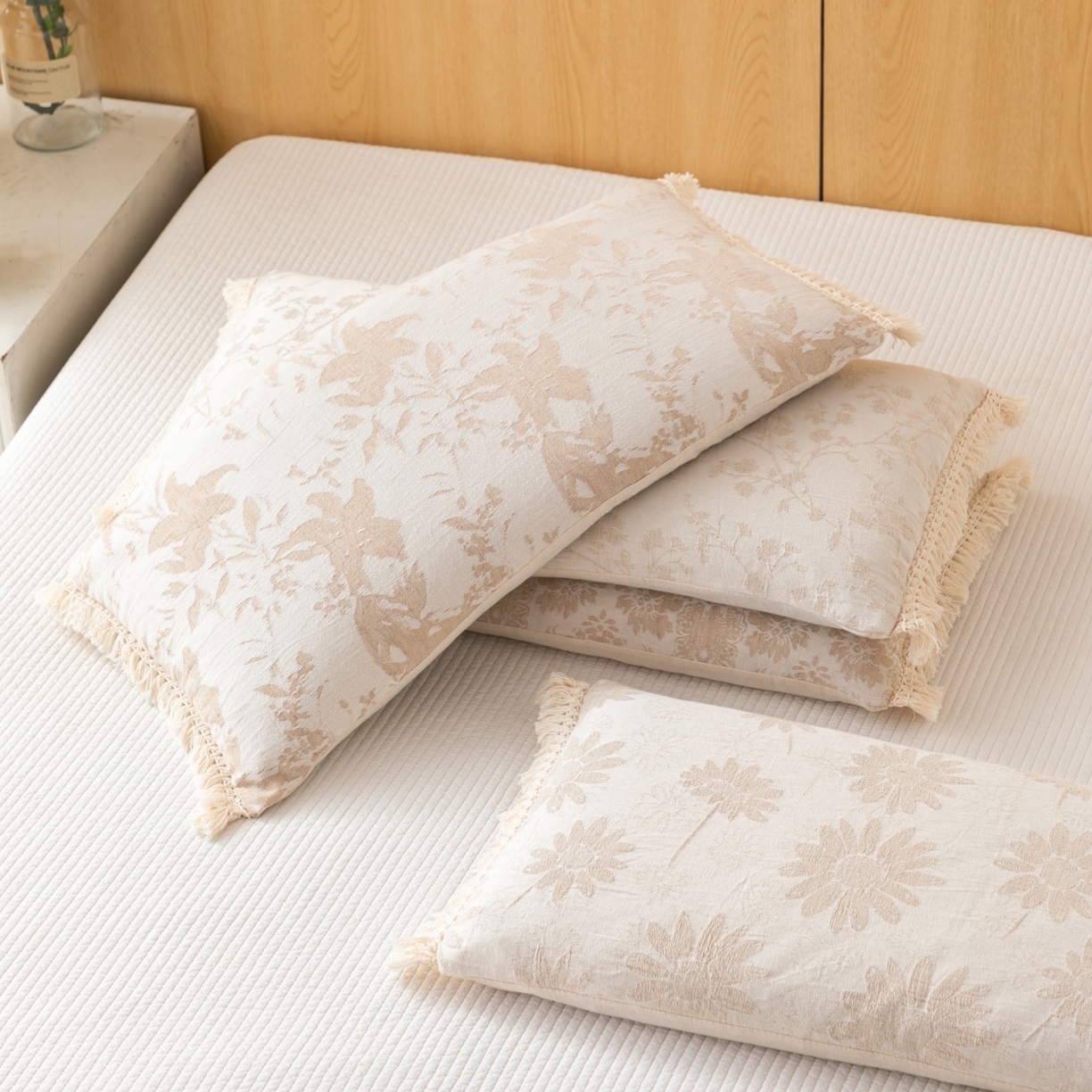 91家纺网 家纺一手货源 找家纺 （总）仁宇枕业 2025新款新品 棉麻流苏边全荞麦枕头枕芯