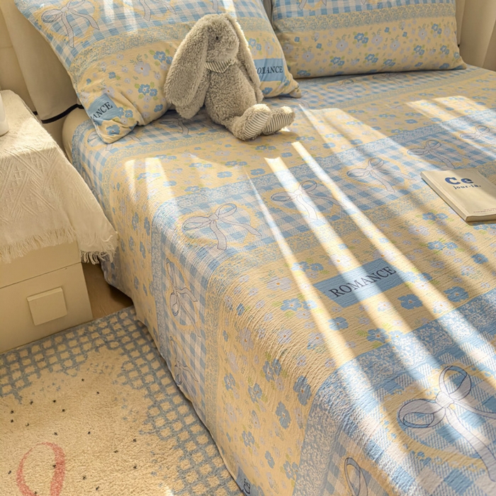 91家纺网 家纺一手货源 找家纺 花伞家居 2025新款印花双层纱单床单床笠（提供买家秀） 爱洛