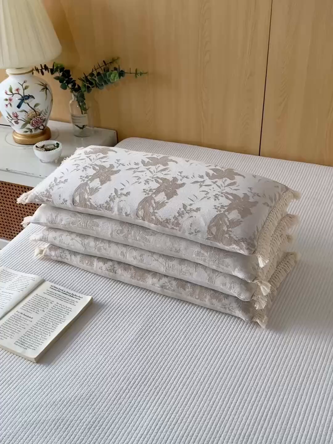 91家纺网 家纺一手货源 找家纺 （总）仁宇枕业 2025新款新品 棉麻流苏边全荞麦枕头枕芯