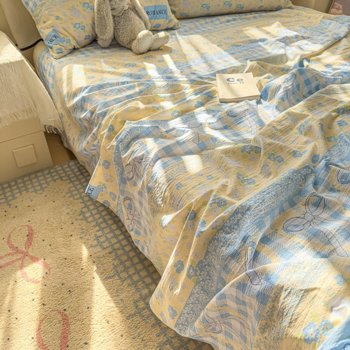 91家纺网 家纺一手货源 找家纺 花伞家居 2025新款印花双层纱单床单床笠（提供买家秀） 爱洛