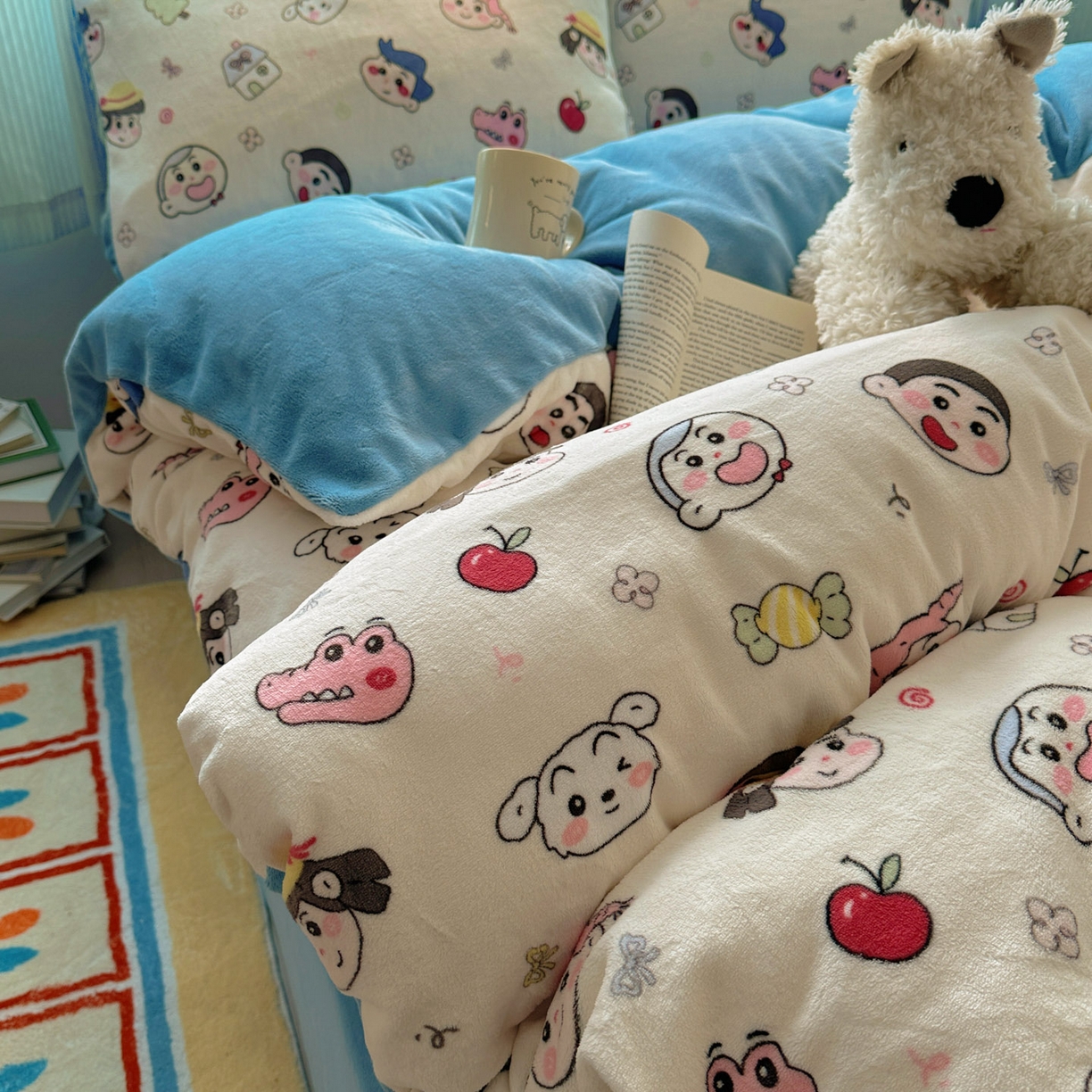 繁花家居 2025新款小清新180克跑量款牛奶绒三件套四件套 小新新