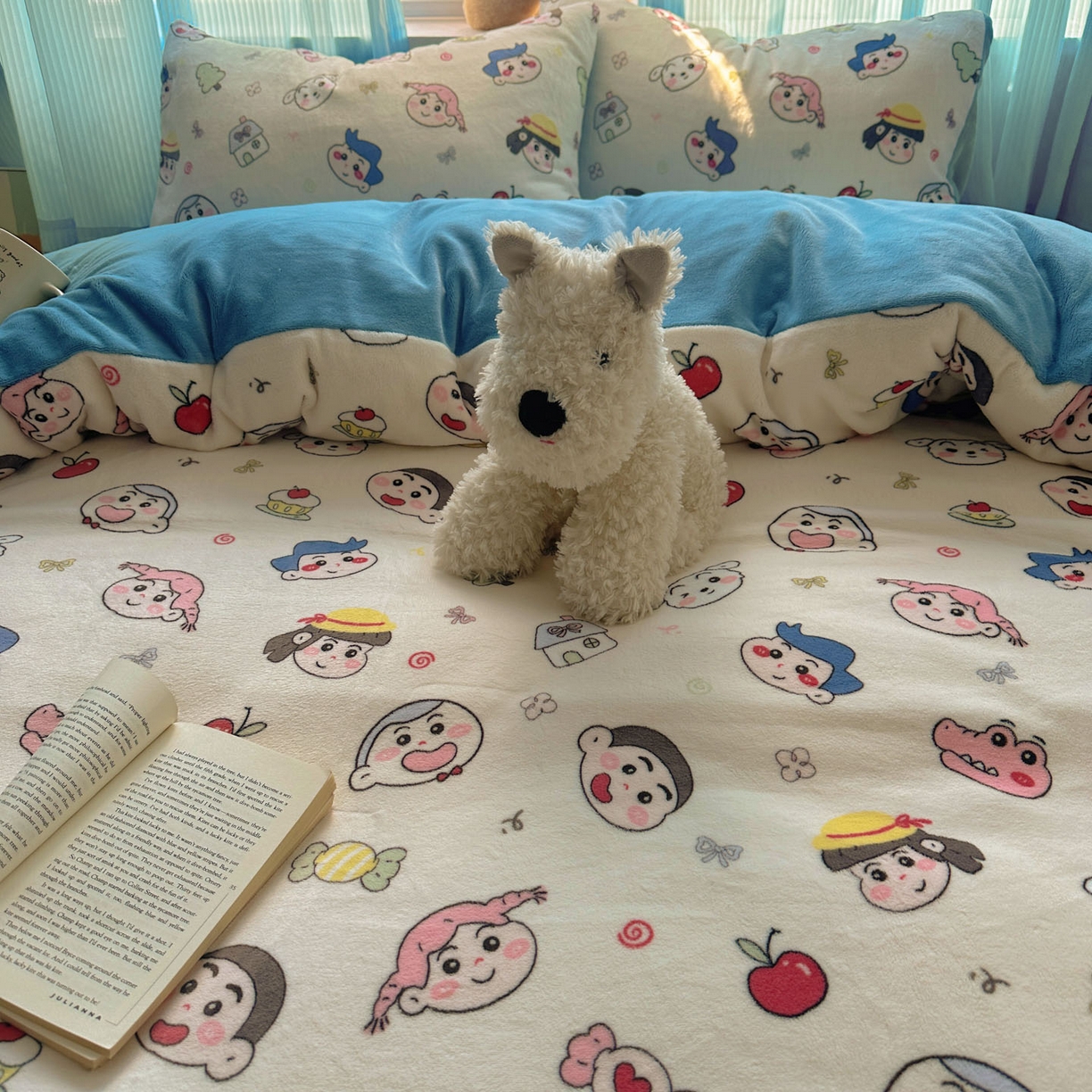 91家纺网 家纺一手货源 找家纺 繁花家居 2025新款小清新180克跑量款牛奶绒三件套四件套 小新新