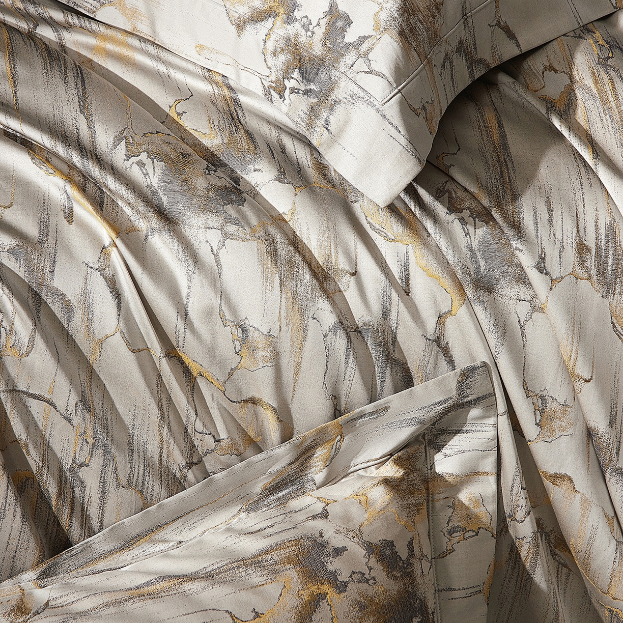 91家纺网 家纺一手货源 找家纺 花时间 2025秋冬新品天丝棉色织错落空间系列四件套 错落空间-金