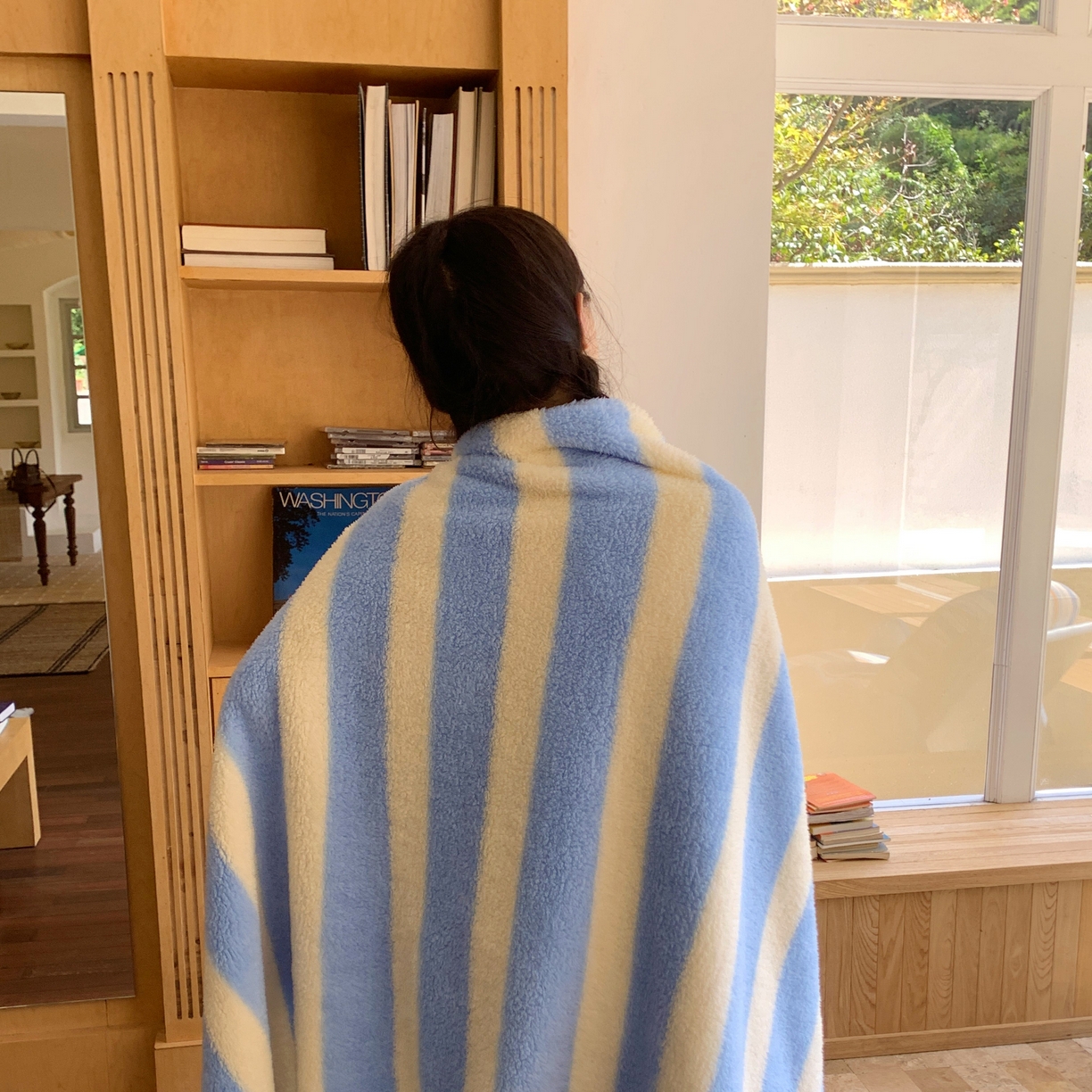 91家纺网 家纺一手货源 找家纺 桃喜 2025新款摇粒绒披肩毯毛毯毯子 海盐苏打