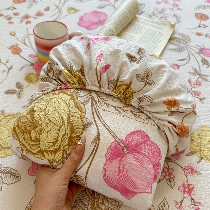 花伞家居 2025新款印花双层纱单床单床笠（提供买家秀） 繁花