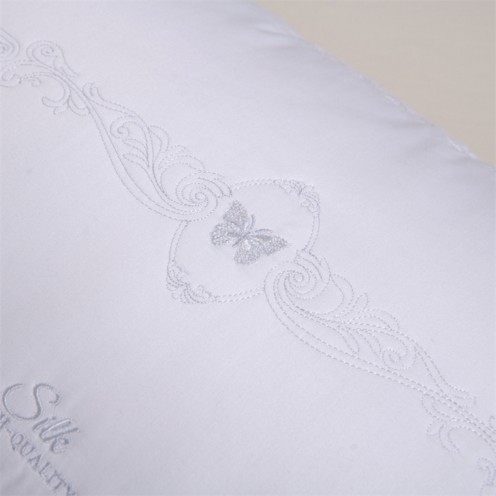 91家纺网 家纺一手货源 找家纺 （总）仁宇枕业 2025新款新品 全棉贡缎绣花蝴蝶舒适高枕头单人双人全棉酒店枕头枕芯