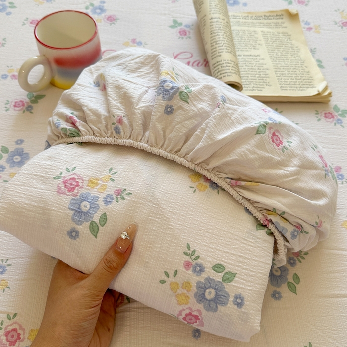 花伞家居 2025新款印花双层纱单床单床笠（提供买家秀） 锦朵