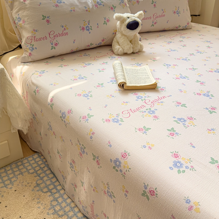 91家纺网 家纺一手货源 找家纺 花伞家居 2025新款印花双层纱单床单床笠（提供买家秀） 锦朵