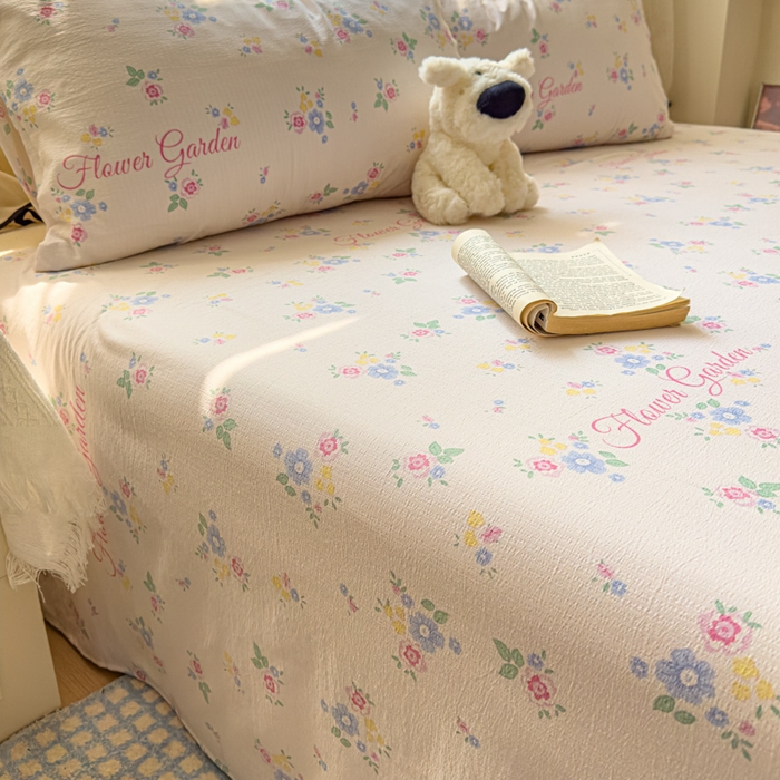 91家纺网 家纺一手货源 找家纺 花伞家居 2025新款印花双层纱单床单床笠（提供买家秀） 锦朵