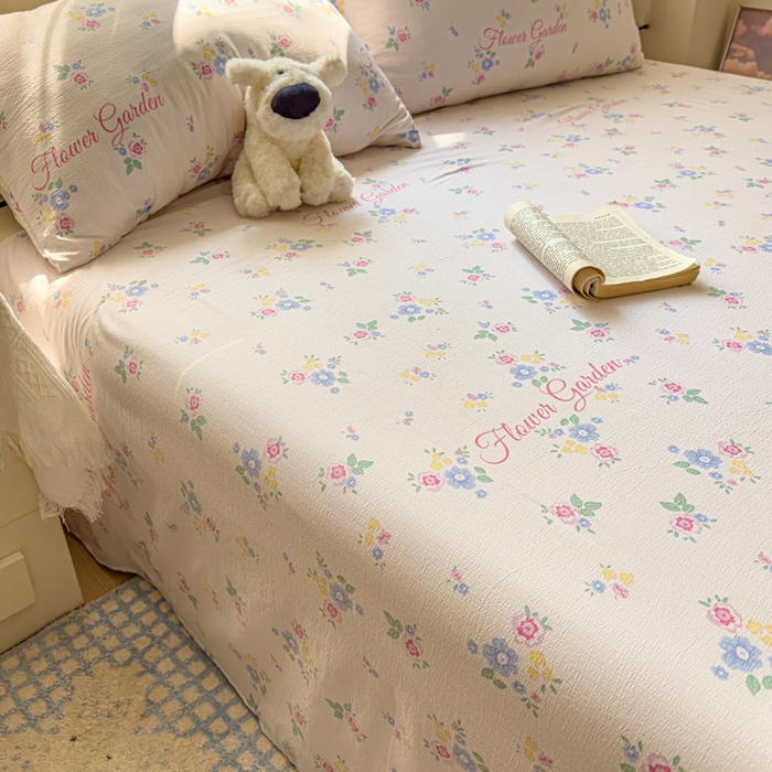 91家纺网 家纺一手货源 找家纺 花伞家居 2025新款印花双层纱单床单床笠（提供买家秀） 锦朵