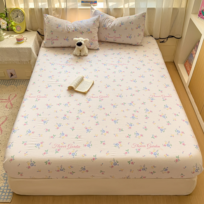 91家纺网 家纺一手货源 找家纺 花伞家居 2025新款印花双层纱单床单床笠（提供买家秀） 锦朵