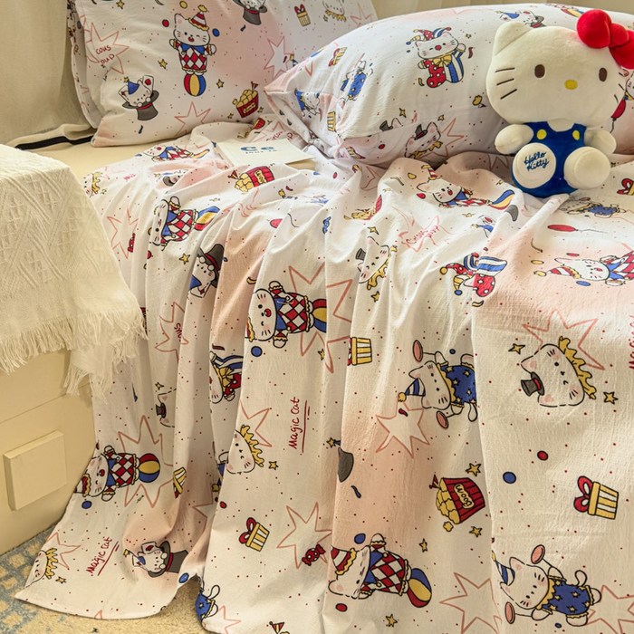 91家纺网 家纺一手货源 找家纺 花伞家居 2025新款印花双层纱单床单床笠（提供买家秀） 马戏团