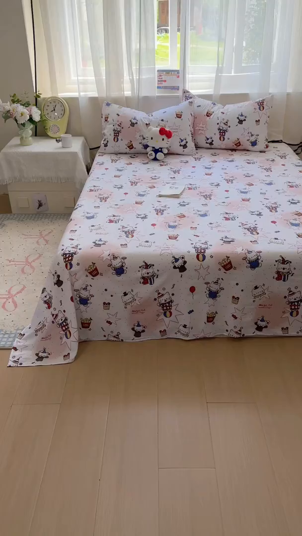 91家纺网 家纺一手货源 找家纺 花伞家居 2025新款印花双层纱单床单床笠（提供买家秀） 马戏团