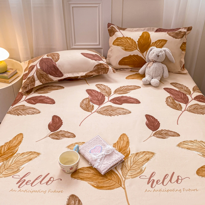 91家纺网 家纺一手货源 找家纺 红日子 2025新款生态斜纹植物羊绒单床笠磨毛床笠三件套 帝诺情怀