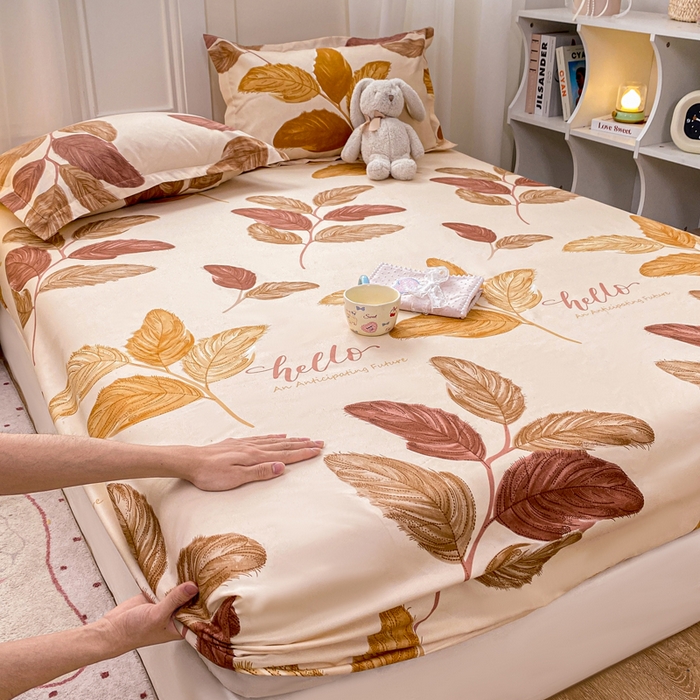 红日子 2025新款生态斜纹植物羊绒单床笠磨毛床笠三件套 帝诺情怀