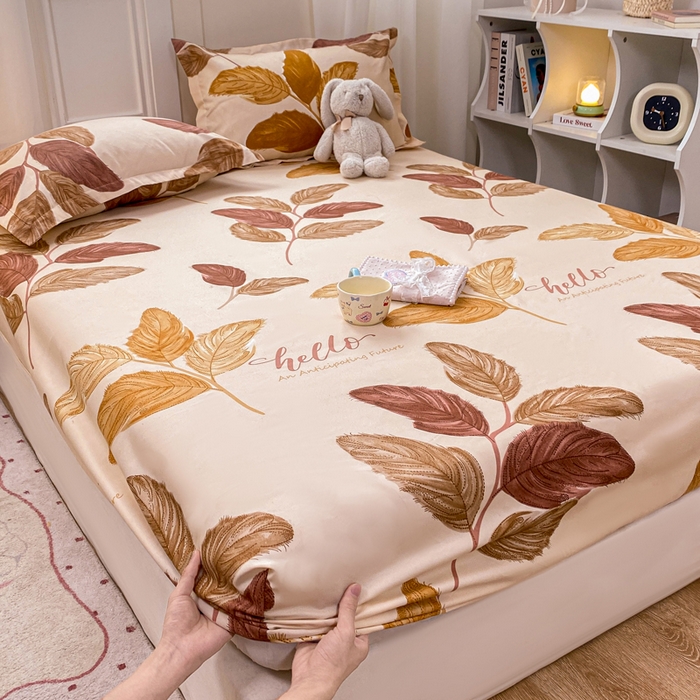 91家纺网 家纺一手货源 找家纺 红日子 2025新款生态斜纹植物羊绒单床笠磨毛床笠三件套 帝诺情怀