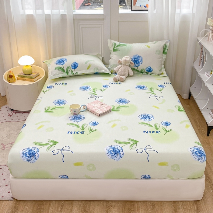 91家纺网 家纺一手货源 找家纺 红日子 2025新款生态斜纹植物羊绒单床笠磨毛床笠三件套 花町物语 +1